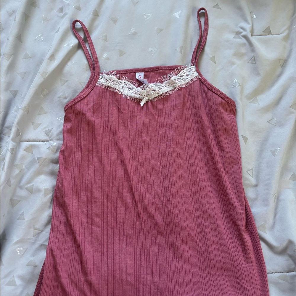 Women's Lace Trim Pink Top